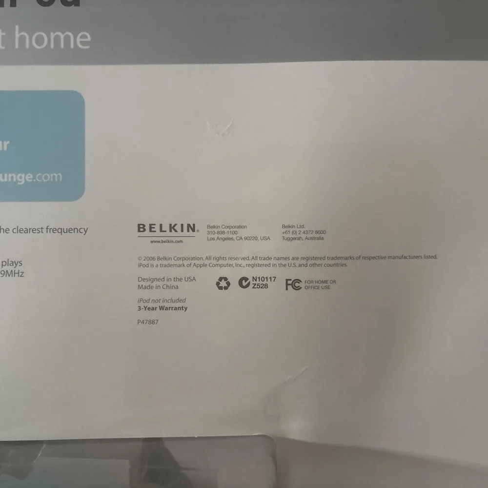 Belkin Car & Home Kit for iPod NEW Sealed.